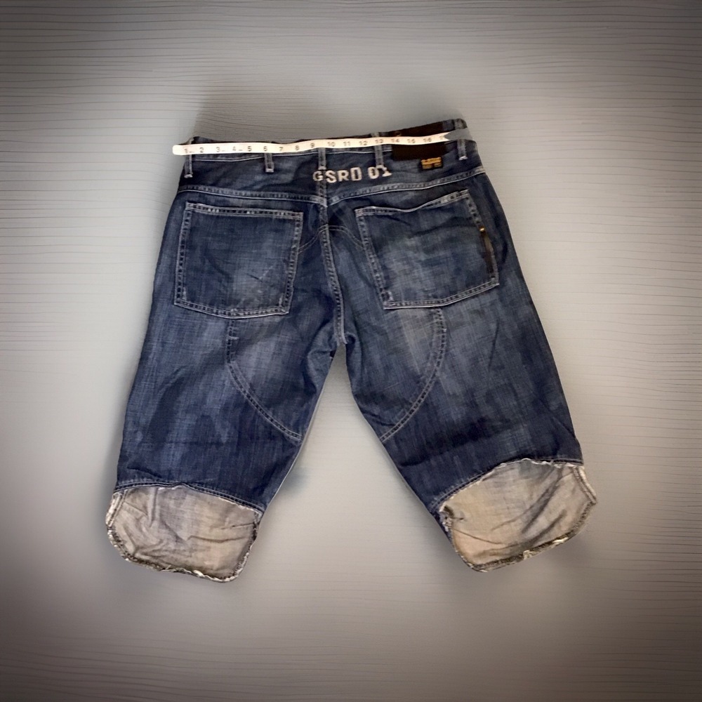 Vintage G Star Custom Capri Biker Jean Shorts Size 36 - Picture 8 of 8